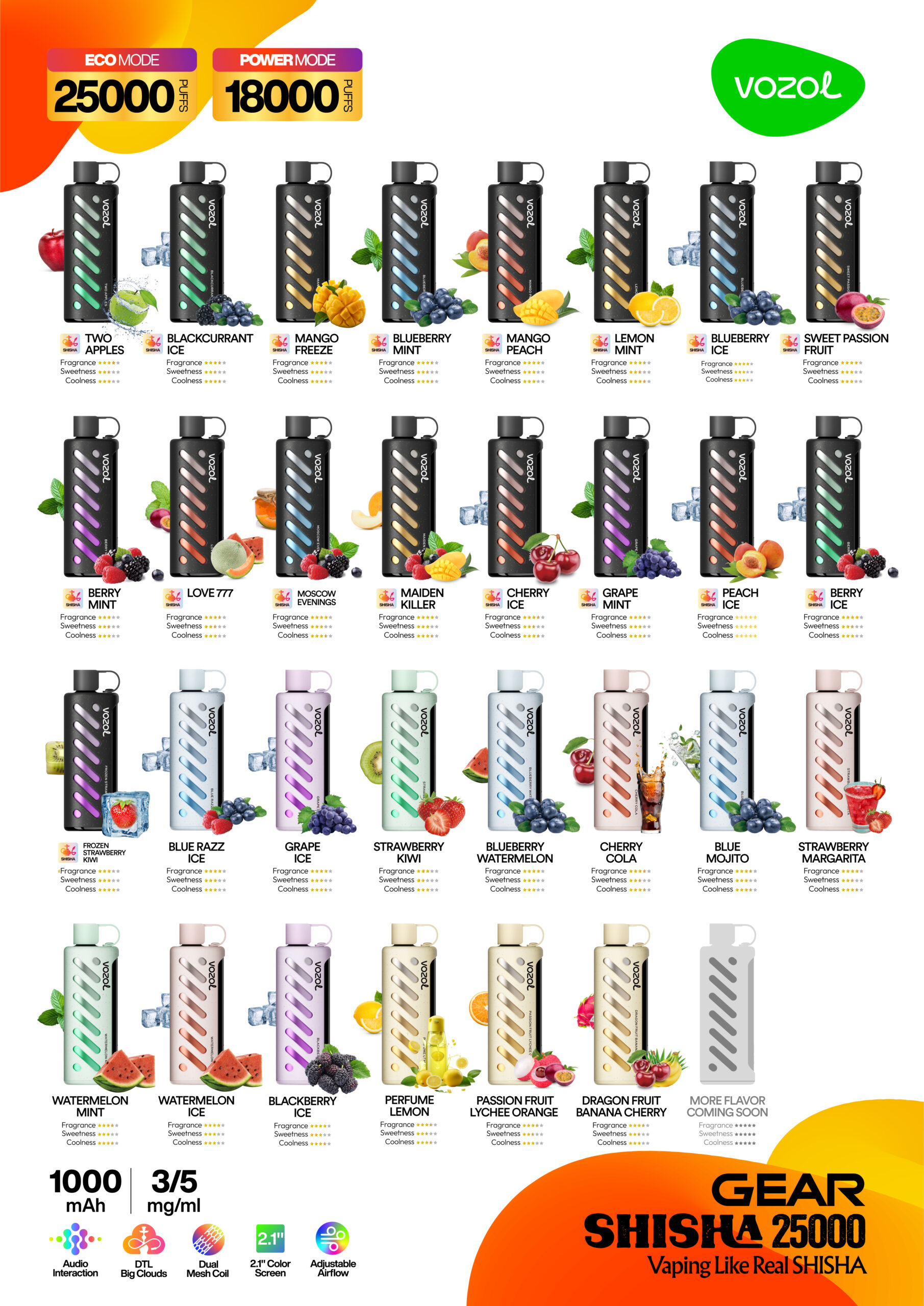 Vozol Gear Shisha 25000